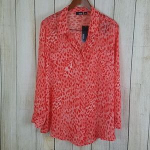 NWT a.n.a sheer animal print blouse